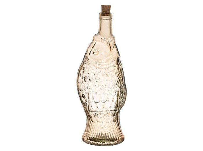 Bouteille carafe verre poisson rose 33x12x12cm