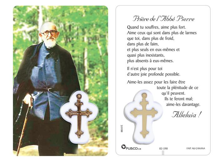 Carte-prière avec insertion- ABBÉ PIERRE