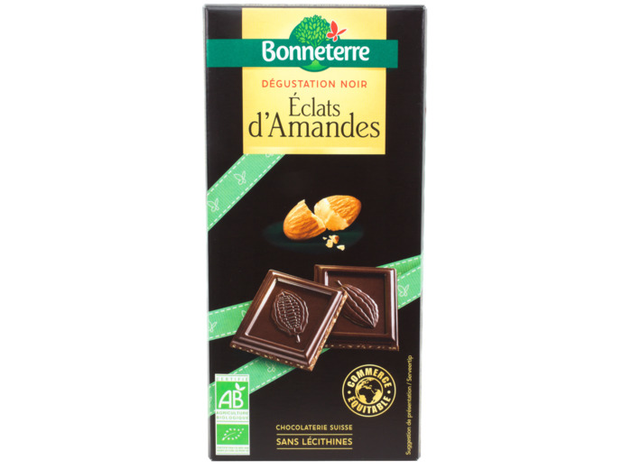 Chocolat Noir Eclats d'Amandes Bio 90g