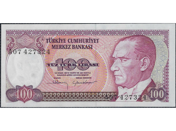 TURQUIE 100 LIRA L.1970 (1984) Série A07 NEUF (W194a)