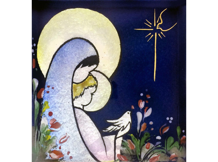 Vierge de la paix 8,1X8,1cm - EMAUX DU LIBAN