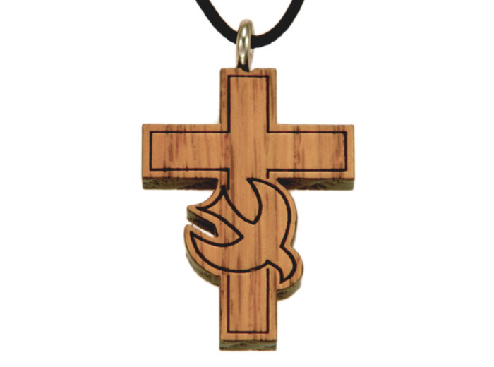 Croix en Bois d'Erable Vernis 3,2cm avec Cordon - COLOMBE