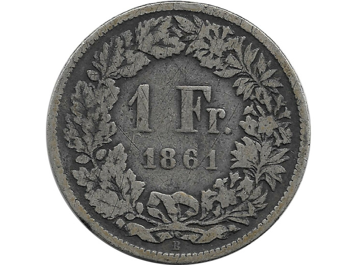 SUISSE 1 FRANC 1861 B TB-