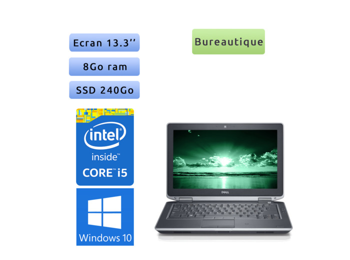 Dell Latitude E6330 - Windows 10 - i5 8Go 240Go SSD - 13.3  - Webcam - Ordinateur Portable PC