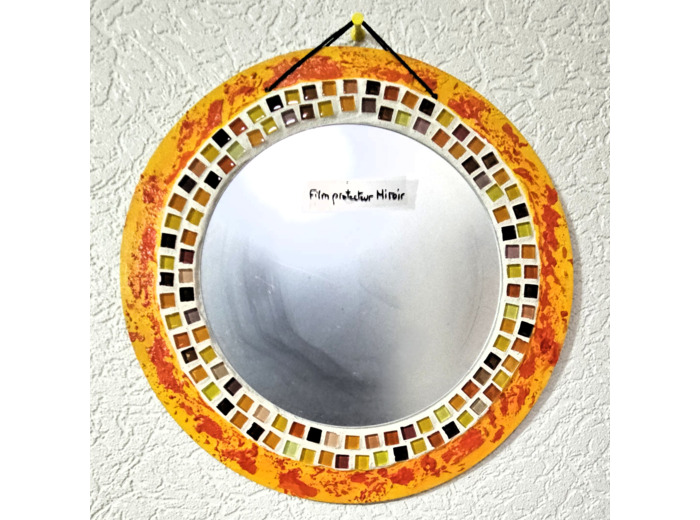 MON BEAU MIROIR – Bois, mosaïque & peinture (Ø 30 cm)