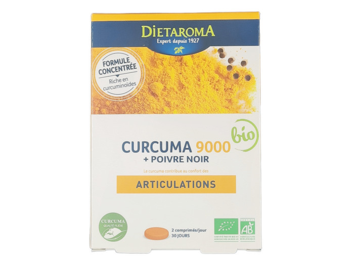 Curcuma 9000 + Poivre Noir Bio 60 Comprimés