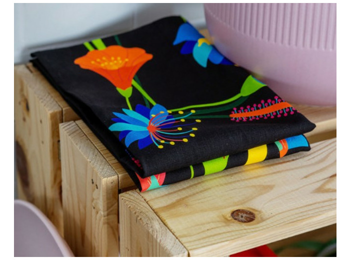 TORCHON EN COTON jardin fleuri