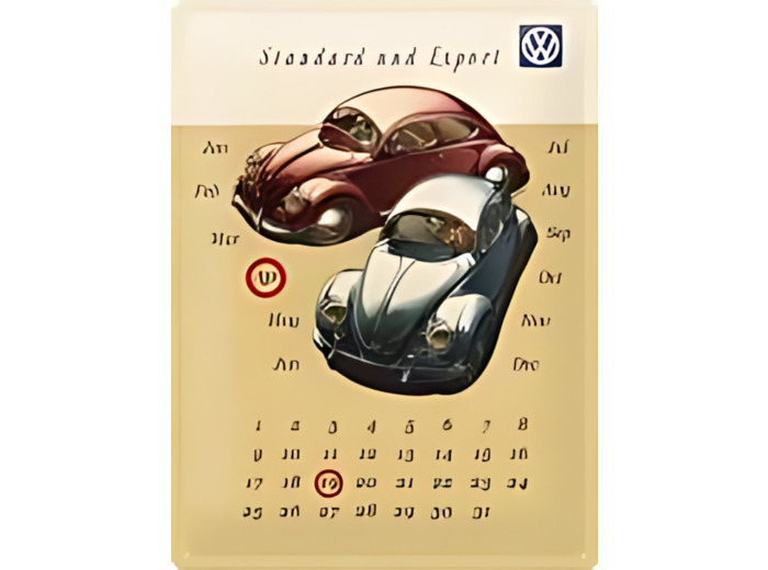 Plaque calendrier perpétuel, VW Coccinelle - 30 x 40 cm - Les Collections Rétro