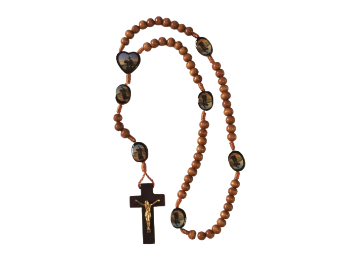 Chapelet Perles en Bois sur Corde - SAINT CHARBEL