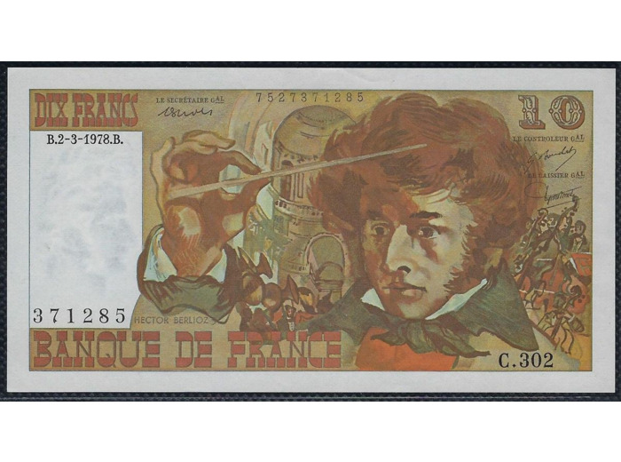 FRANCE 10 FRANCS BERLIOZ 2-3-1978 C.302 SPL 371285