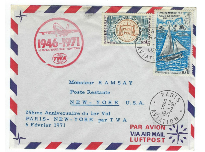 1946 1971 25éme ANNIVERSAIRE PARIS NEW YORK PAR TWA (06-02-1971) N2