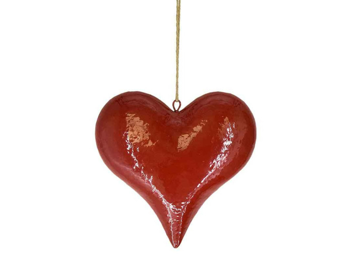 Suspension déco grand cœur rouge 30x8x30cm