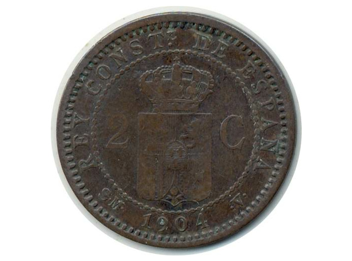 ESPAGNE 2 CENTIMOS 1904 SMV ALFONSO XIII TB+ (W722)