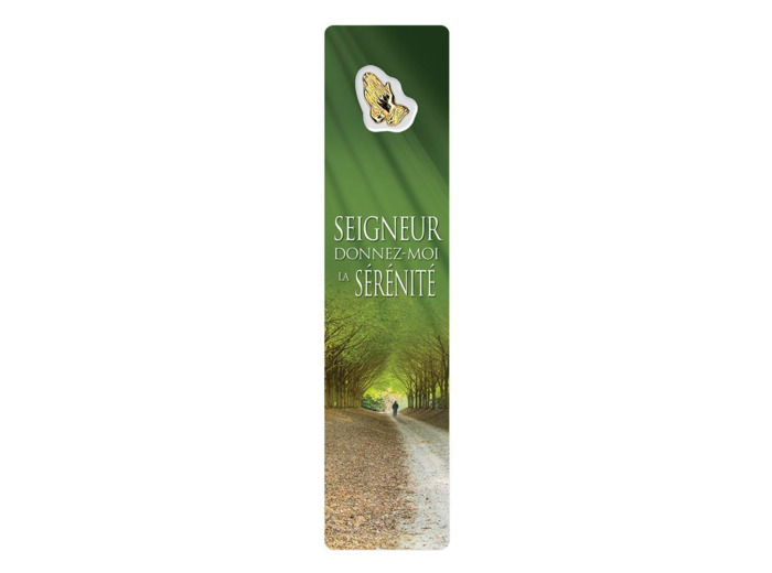 Signet plastifié avec médaille sous sachet- SERENITE-anglais