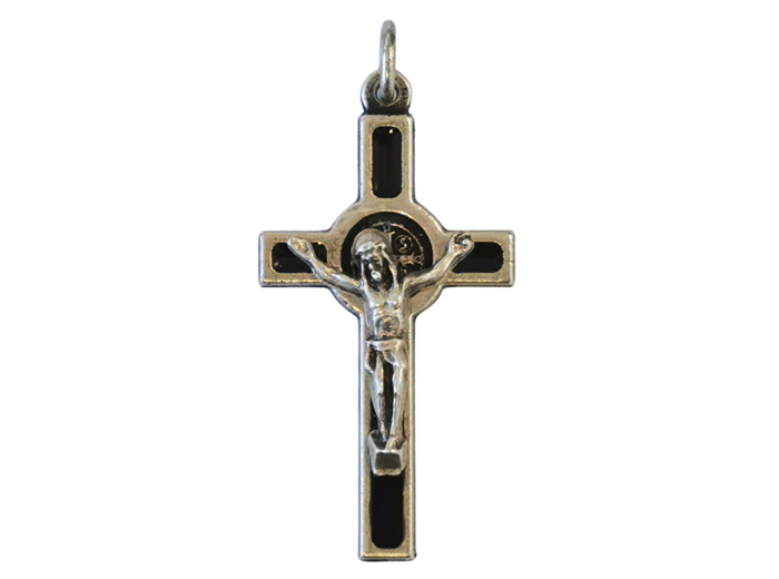 Croix de Saint Benoît en Métal avec Email 3,5 cm - Noir