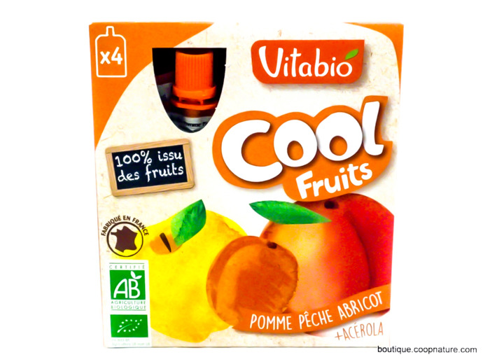 Purée Cool Fruits Pomme Pêche Abricot Acérola Bio 4x90g
