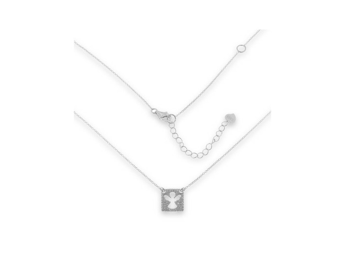Collier Argent 925 - Pendentif ange découpé + zirconiums
