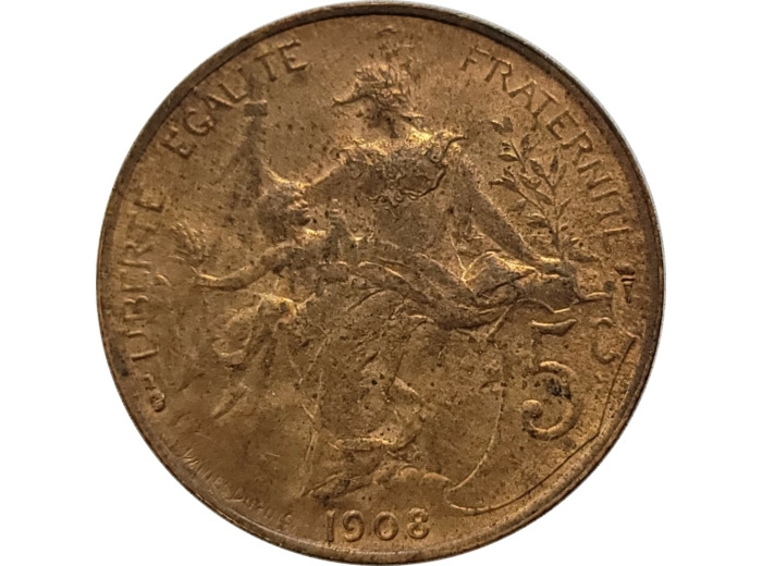 FRANCE 5 CENTIMES DUPUIS 1908 SUP (G165) n1