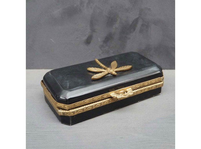 Boîte Libellule Baroque Bois Résine 4x8x19cm