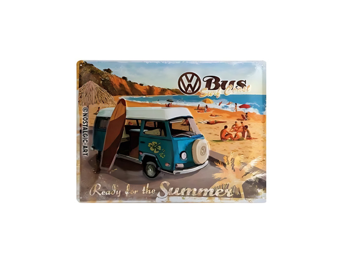 Plaque métal Volkswagen Combi, Ready for the Summer - VW - 30 x 40 cm