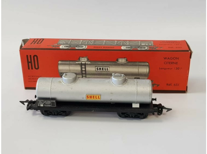 JOUEF HO 651 WAGON CITERNE SHELL A BOGIES BOITE D'ORIGINE