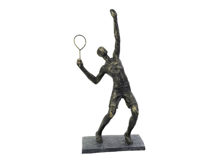Joueur de tennis résine service socle 18x14x38cm