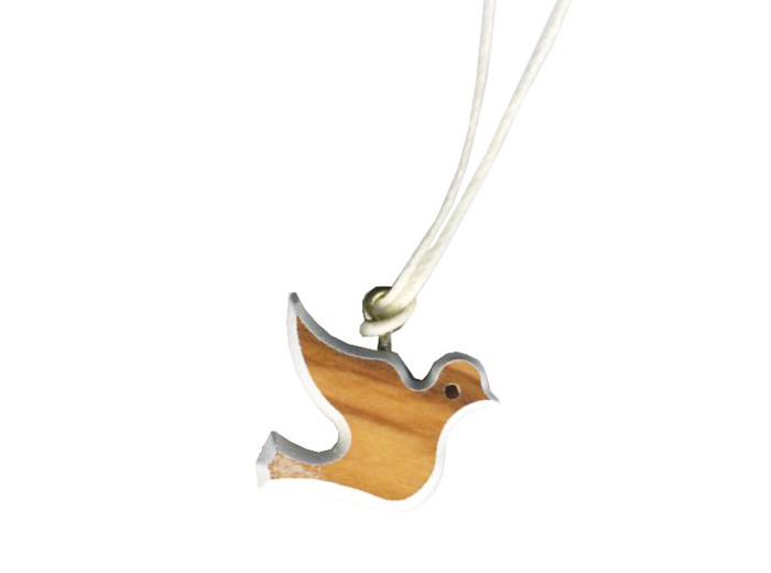 Pendentif en Olivier Bord Blanc+Lacet - COLOMBE