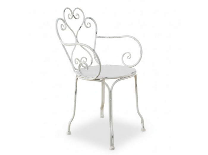 Fauteuil jardin blanc patiné fer 59x51x89cm