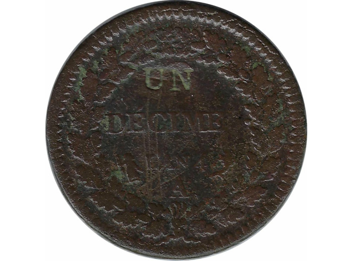 FRANCE UN DECIME AN 4 A (Paris) Modification du 2 DECIME TB