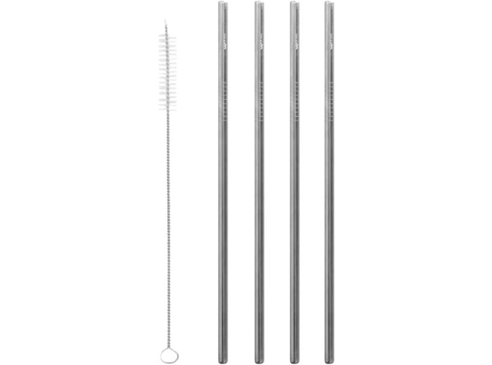 Pailles inox droites (4) + goupillon Qwetch