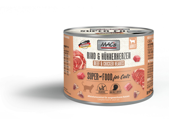 Pâtée boeuf / coeur de poulet (sans céréales) pour chat - 200gr