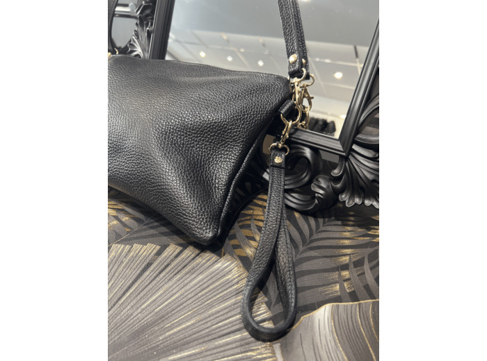 0524 Sac pochette cuir noir
