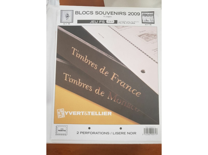 FEUILLE COMPLEMENTAIRE BLOC SOUVENIR 2009 (JEUX SANS POCHETTE) YVERT ET TELLIER
