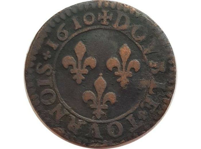 HENRI IV (1589-1610) DOUBLE TOURNOIS 1610 D (Lyon) TB+