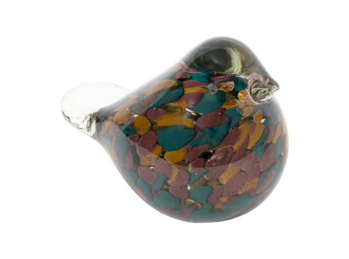 Presse papier oiseau verre multicolore 11x7x8cm