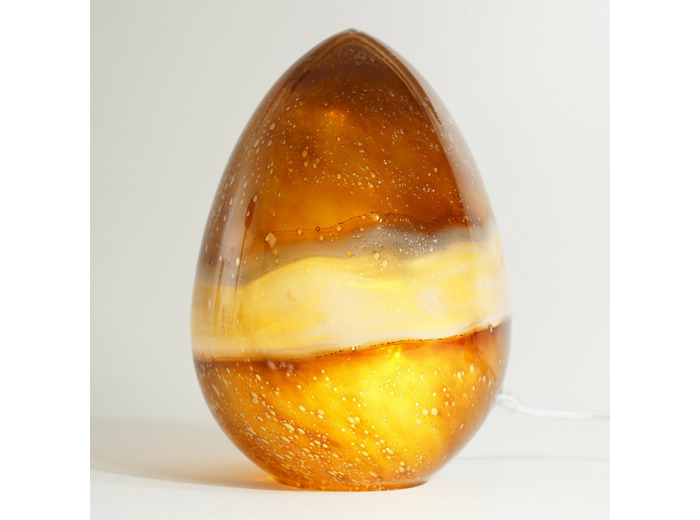 Lampe oeuf ambre verre 21x21x30cm
