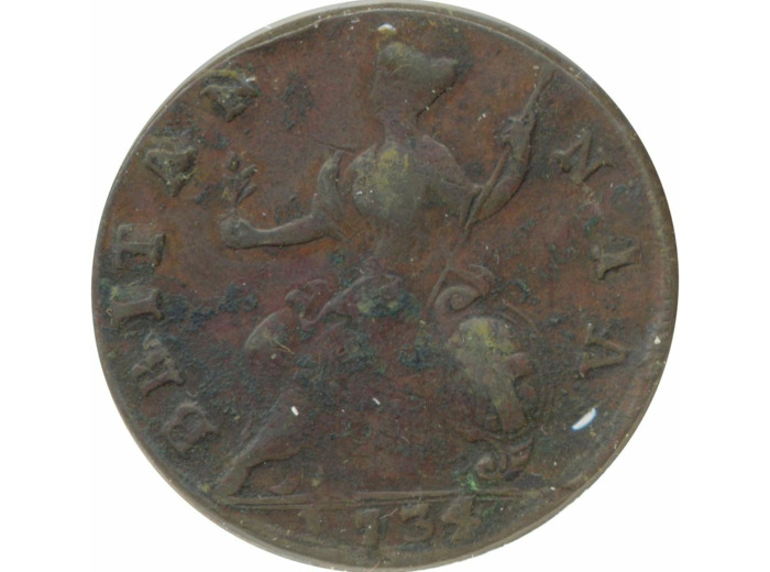 GRANDE BRETAGNE 1/2 PENNY GEORGES II 1734 N2 TB+