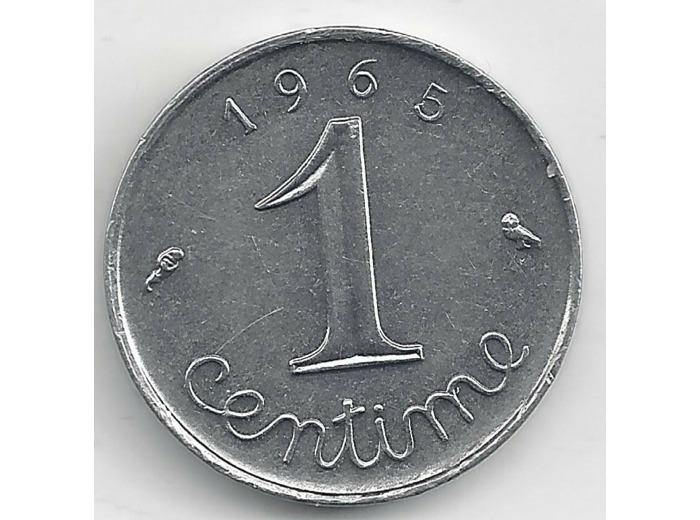 FRANCE 1 CENTIME INOX 1965 AVERS ECRITURE GRASSE SUP