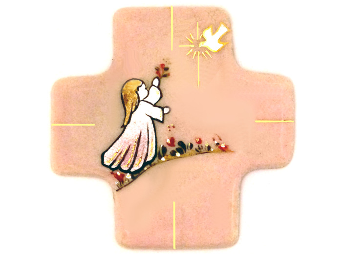 Jardin de l'esprit saint fille rose 7,7X8cm - EMAUX DU LIBAN
