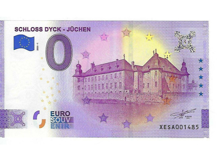 ALLEMAGNE 2021-1 SCHLOSS DYCK JUCHEN BILLET SOUVENIR 0 EURO TOURISTIQUE NEUF