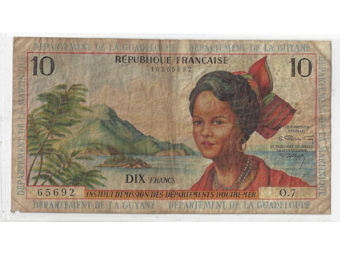 ANTILLES FRANÇAISE 10 FRANCS ND (1964 ) SERIE O.7 TB