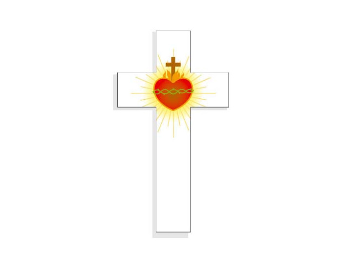 Croix Amour 14,5x8cm Sacré Coeur