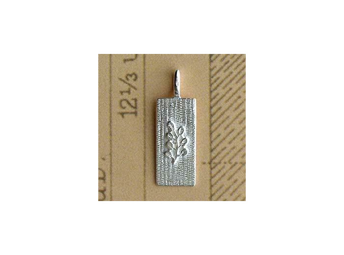 Pendentif plaque rectangulaire et Acacia en argent