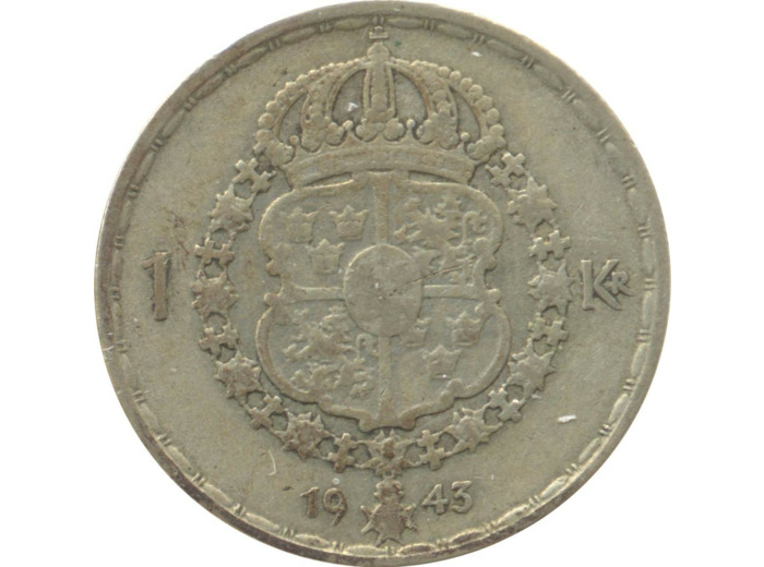 SUEDE 1 KRONA 1943 G TB+