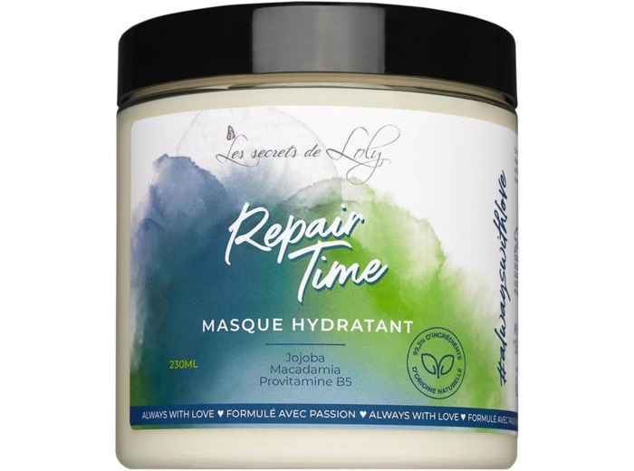Les Secrets De Loly – Repair Time – Masque Cheveux Hydratant – Soin Cheveux Fortifiant – 99,3% Ingrédients d’Origine Naturelle – 230ml