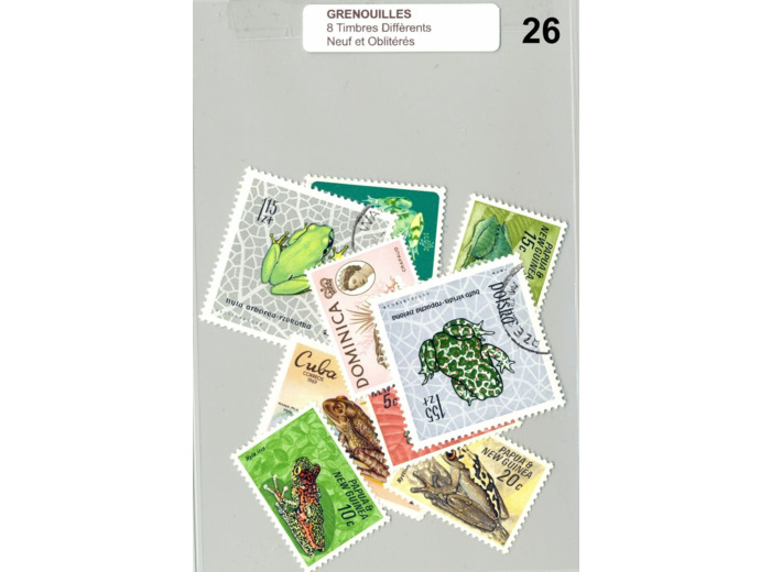 8 TIMBRES GRENOUILLES DIFFERENTS NEUF ET OBLITERES *26