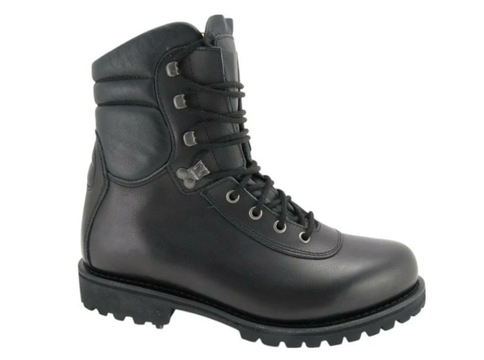 Rangers Commando Police noires montantes, cuir imperméable et confort renforcé
