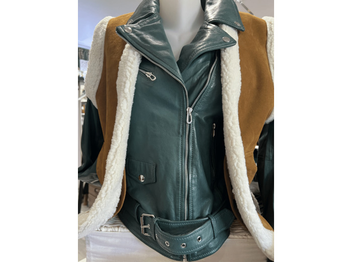 PA101-849 Perfecto femme cuir vert