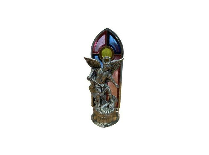 Statuette en Métal Argenté avec Vitrail 4cm - ST MICHEL
