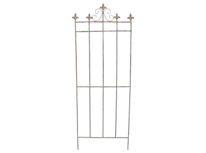 Treillage Jardin Fleurs de Lys en Fer Forgé Gris Antique 49x128cm